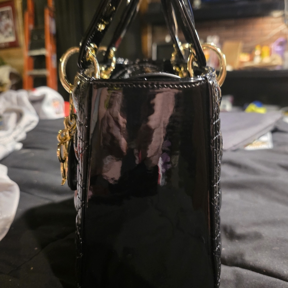 Dior Black and Gold Patent Leather Clutch - Picture 12 of 14